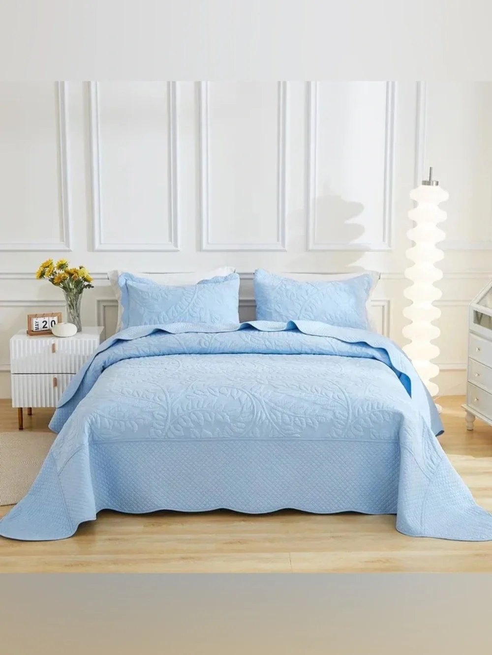 3 Piece Cotton Oversized Bedspread Quilt Set